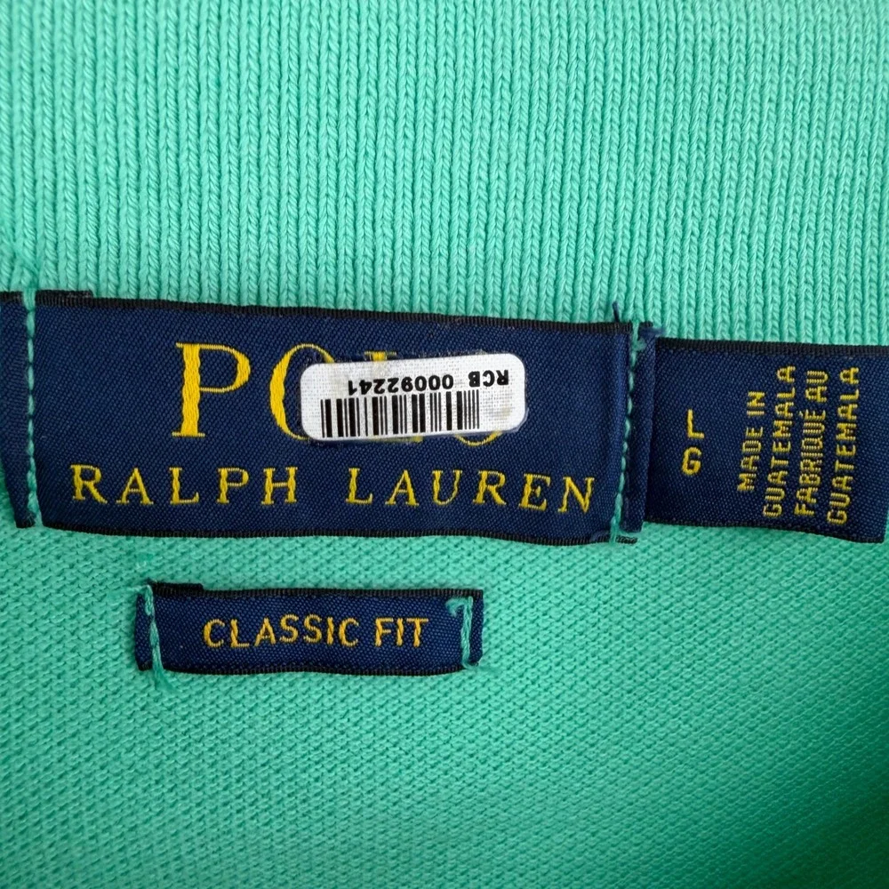 Polo Ralph Lauren Mens Classic Fit Short Sleeve Pique Polo Shirt Green Large
